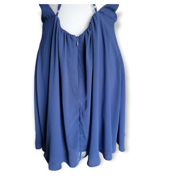 Lulu's Mini Letters Of Love Backless Chiffon Dress Size XL Navy Blue - Picture 11 of 16